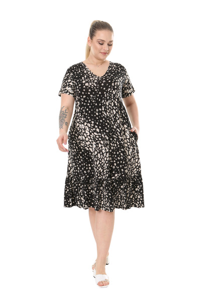 MELSAY Women's V-Neck Short Sleeve Pebble Pattern Robe Dress