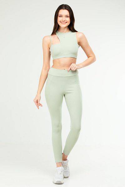 speedlife Costum de jambiere pentru femei Oil Green Slim Fit cu talie înaltă Sb0849