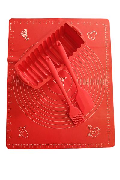 CKM silikon 4 Piece Silicone Kitchenware Set Dough Mat Brush Spatula Baton Cake