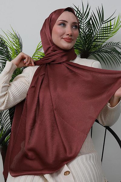 GİYZAMİLA Dusty Rose Pearl Satin Shawl
