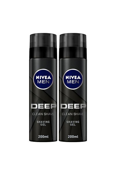 NIVEA MEN DEEP Smooth Shave Shaving Foam, Antibacterial Black Carbon, 200m, Pack of 2l