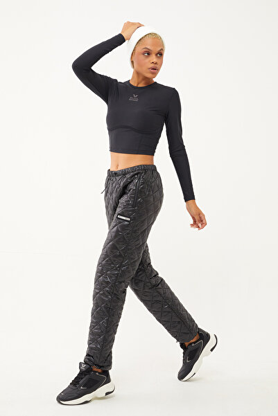 bilcee Kadın Parlak Siyah Şişme Kapitoneli Outdoor Kar Pantolonu 1563