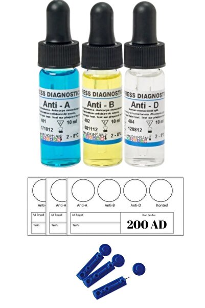 Medkimsan Kan Grubu Bakma Seti | Anti A B D | 200 Test | Kan Grubu Tayin Kiti