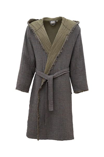 Ecocotton Ανδρικό μπουρνούζι Muna 100% οργανικό βαμβάκι Inject Green-anthracite