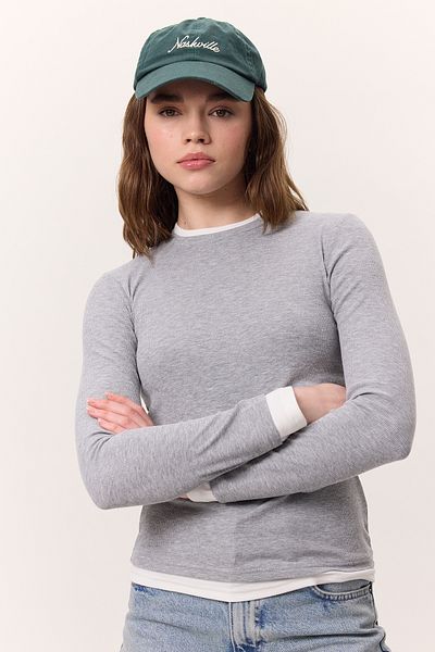 Manuka LANGARM-BODYSUIT MIT GARNIERUNG GRAU MELANGE