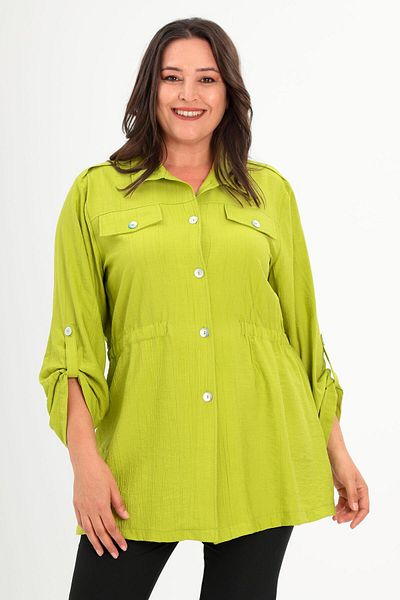Metpoint Trend42Plus Large Size Shoulder Epaulettes Pocket Cover Oil Green Trench Coat