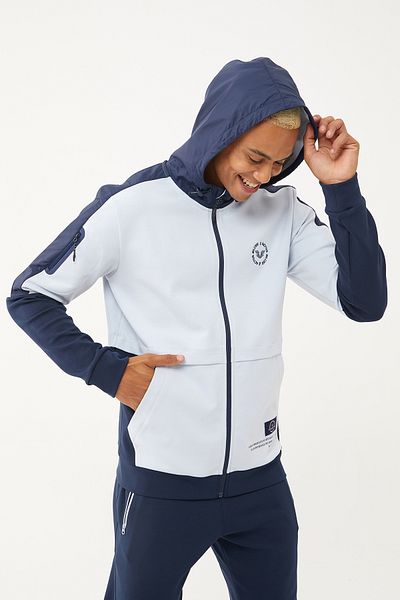 bilcee Men's Navy Blue Hooded Lycra Cotton Tracksuit 1525
