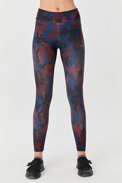 bilcee Women's Red Camouflage High Waist Camouflage Recovery Leggings 9721