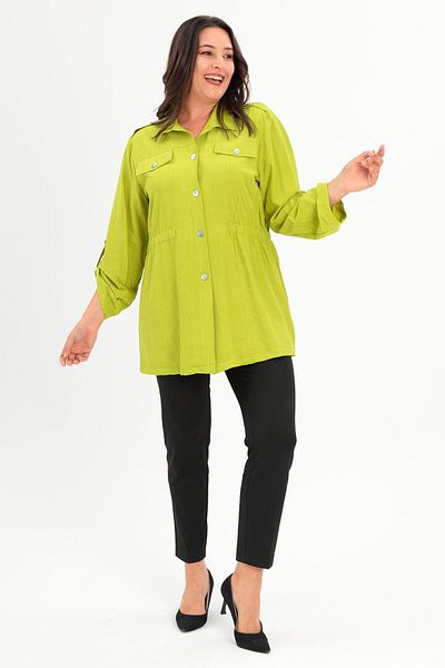 Metpoint Trend42Plus Large Size Shoulder Epaulettes Pocket Cover Oil Green Trench Coat