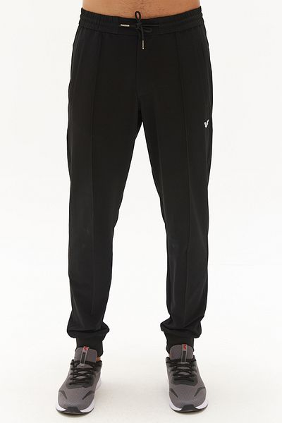 bilcee Pantaloni de sport pentru bărbați, țesuți negri, cu fermoar, în dungi, din poliamidă, pentru exterior 0355