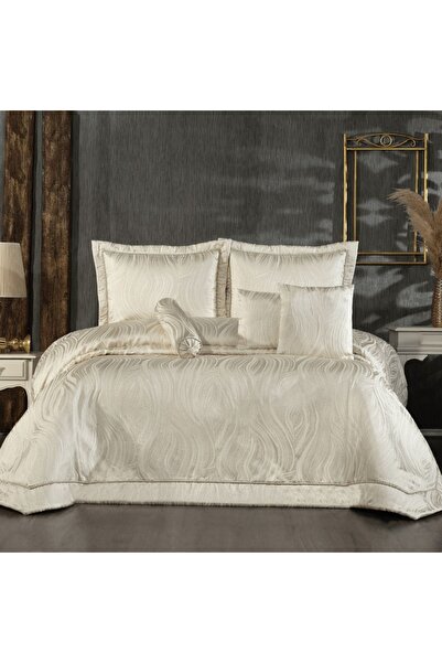 Solinas Collection Emily Krem - Gold Simli Çift Kişilik Çeyizlik Yatak Örtüsü