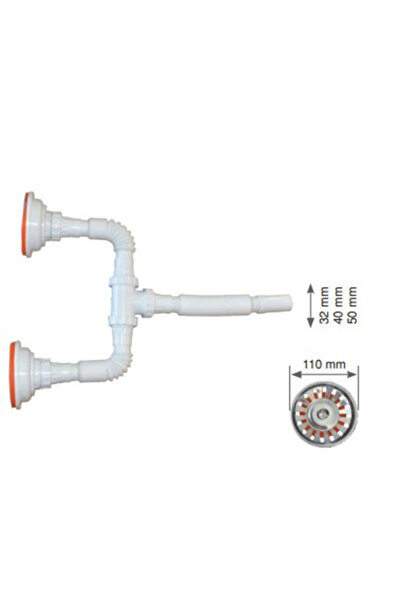 MUFFMATİK ÇÖPMAK ÇİFT GÖZLÜ EVYE SİFONU (KROM)
