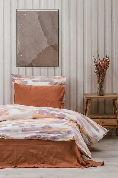 Ecocotton Σετ Παπλωματοθήκη Evita Μονό 100% Βαμβάκι Μη Σιδερένιο Μη Εκτυπωμένο 160x220 εκ.