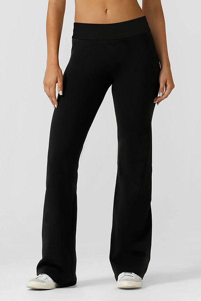 bilcee Women's Black High Waist Flare Cotton Trousers 9911