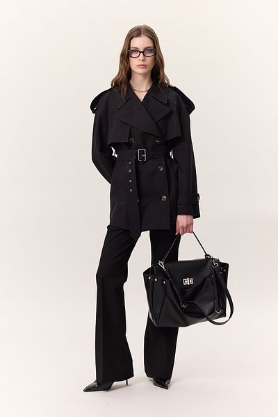 Manuka KURZER TRENCHCOAT MIT ZWEI BRASTEN SCHNITT SCHWARZ