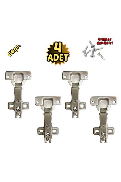 Yahya Cabinet Hinge Flat 90 Degree Stainless 4-Piece