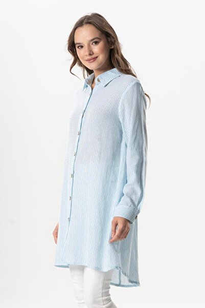 Eliş Şile Bezi Long Sleeve Şile Cloth - Seasonal Blue Striped