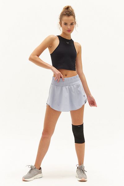 bilcee Fusta de tenis gri pentru sport și uz zilnic din țesătură subțire pentru femei cu mini pantaloni scurți 0754