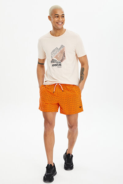 bilcee Ανδρικό αθλητικό σορτς προπόνησης πισίνας με πορτοκαλί σχέδιο 1708