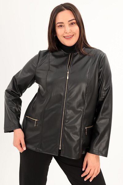 Metpoint Trend42Plus Faux Leather Black Large Size Jacket