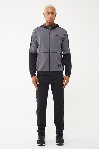 bilcee Men's Gray Hooded Lycra Cotton Tracksuit 1525