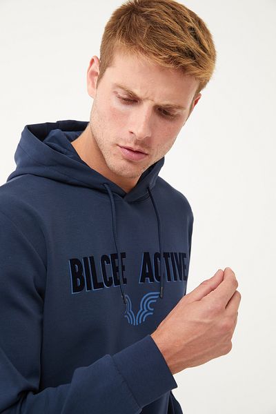 bilcee Ανδρικό φούτερ με στάμπα με κουκούλα Navy Blue 1541