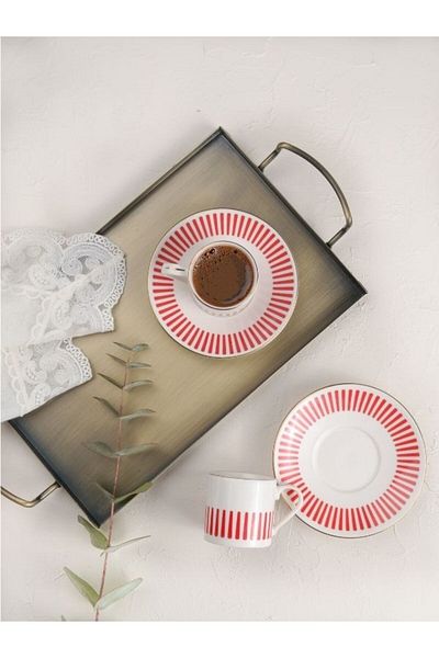 Viyalente 4 Piece Porcelain Alya Coffee Set 2 Cup Set
