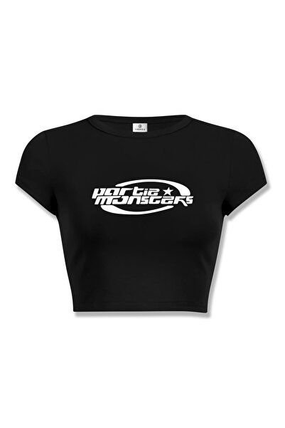 Trendiz Kadın Partie Monsters Crop Siyah