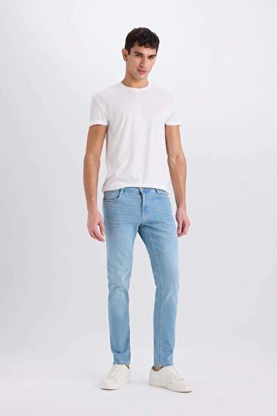 DeFacto D0025 Mavi Carlo Skinny Fit Ekstra Dar Kalıp Normal Bel Ekstra Dar Paça Jean Pantolon