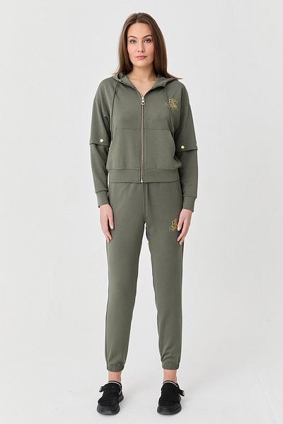 bilcee Green Modal Women's Tracksuit Set - Brushed and Soft Sleeve, Detached 9758