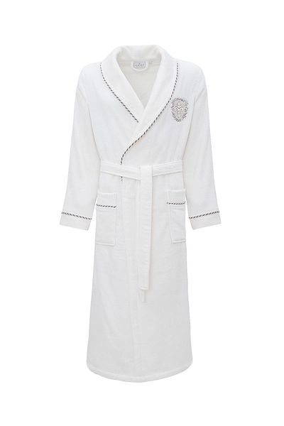 Ecocotton Ανδρικό μπουρνούζι Alvin 100% οργανικό βαμβάκι κεντημένη κρέμα