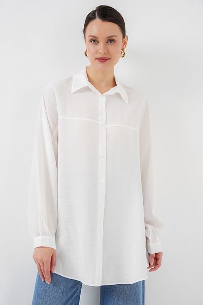 Bigdart Γυναικείο Μακρύ Πουκάμισο Oversize 5965 - Λευκό