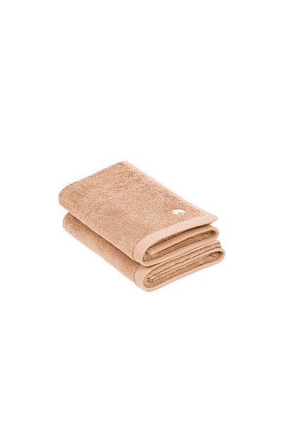 Ecocotton Σετ πετσετών χεριών από καθαρό βαμβάκι 2 τεμαχίων 100% οργανικό βαμβάκι με κέντημα πεταλούδας καφέ 30x50 cm