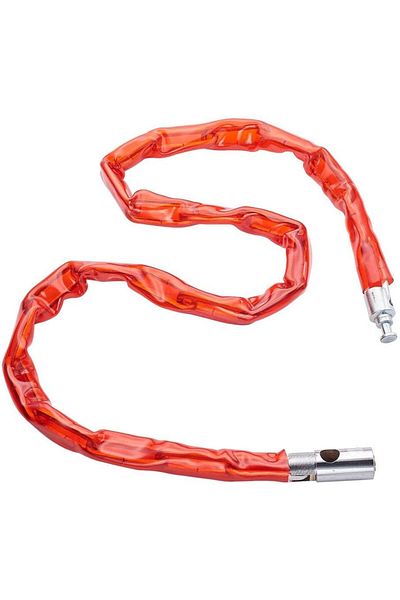 Generic Soft Plastic Coated Chain Lock - Metal Security Lock for Motorcycles and Bicycles - Red