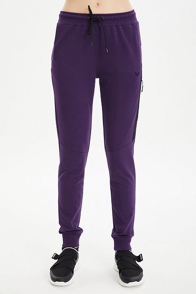 bilcee Women's Purple Ribbed Cotton Sports Sweatpants 0807