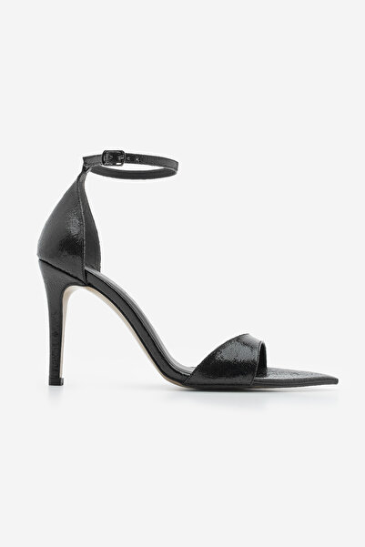 Marjin Vilena Black - Women's Sandals with Pointed Toe Straps and Ankle Strap Heels