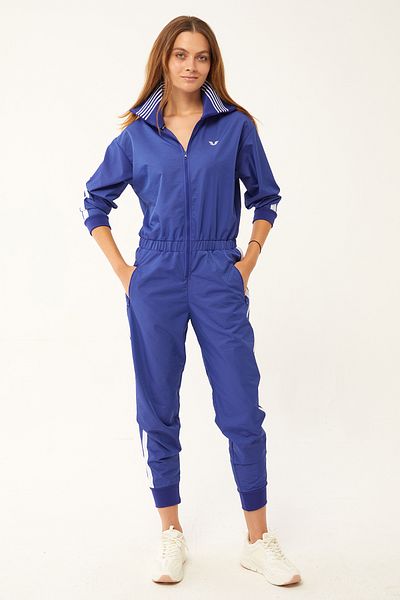 bilcee Women's Midnight Blue Parachute Fabric Back Printed Jumpsuit with Pockets 1531