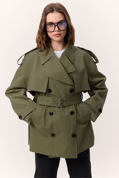 Manuka KRUVAZE Grüner kurzer Trenchcoat