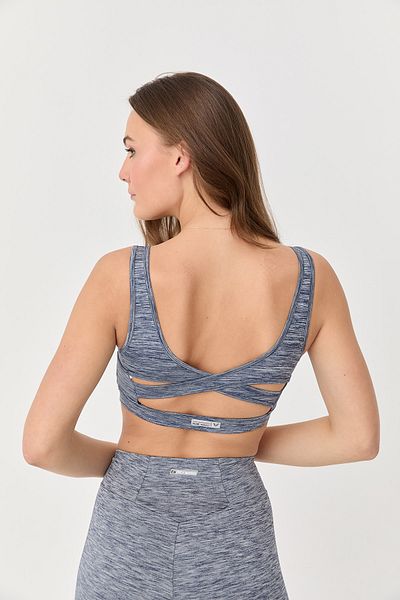 bilcee Sutien sport pentru femei, albastru bleumarin, melange, cu atingere mătăsoasă, poliamidă 9717