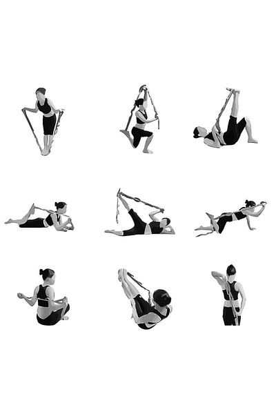 Rebuwo 8 Stage Pilates Band - Resistance Band and Yoga Rubber Black
