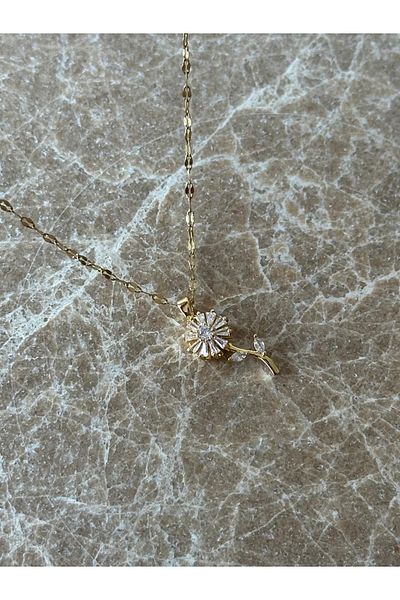 Reorah Collection Daisy Fidget Steel Necklace-Rotating Daisy Steel Necklace