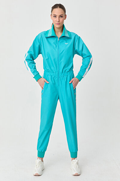 bilcee Синій парашутний матеріал - жіночий комбінезон з принтом на спині 1531