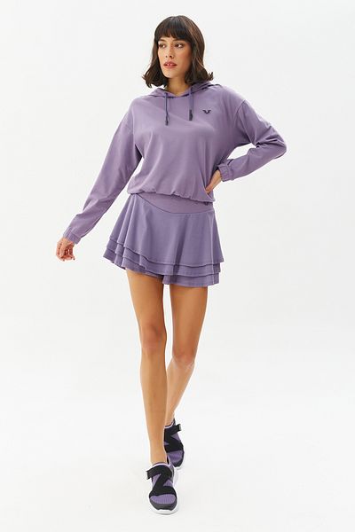 bilcee Women's Purple Plain Sports And Daily Use Mini Cotton Tennis Skirt with Shorts 0110