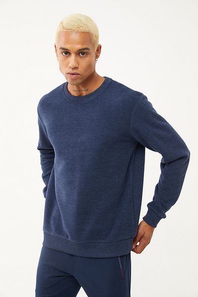bilcee Ανδρικό φούτερ με μαλακή υφή Navy Blue Crew Neck 1664