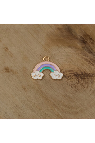 Prestij Boncuk Nakit i dodaci u ružičastoj duginoj boji sa žutim metalnim prs...