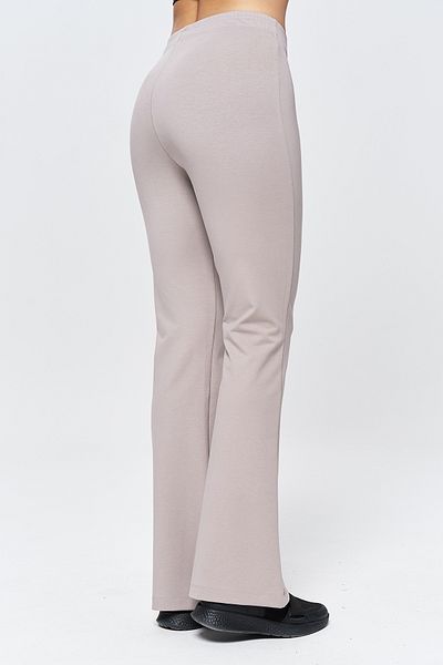 bilcee Women's Beige High Waist Flare Cotton Trousers 9911
