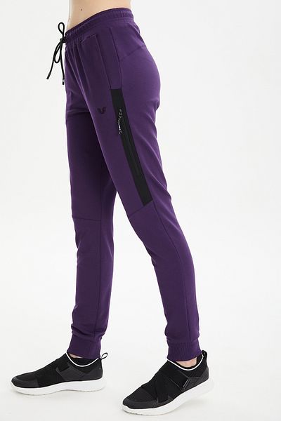 bilcee Women's Purple Ribbed Cotton Sports Sweatpants 0807