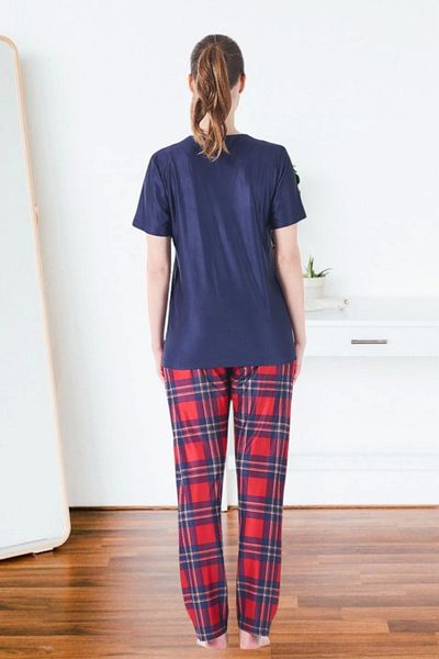 Estiva 25160 Set pijama cu mânecă scurtă în carouri Marla pentru femei