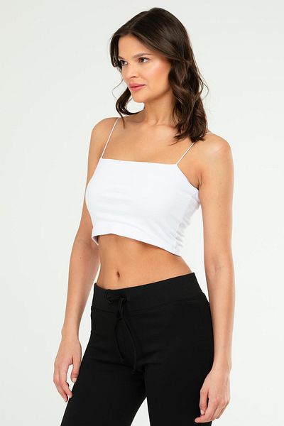 speedlife Sutien sport pentru femei, alb, obișnuit din bumbac, cu gât deschis, Sf0650
