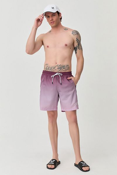 bilcee Men's Plain Pocket Drawstring Plum Sea Shorts 9763